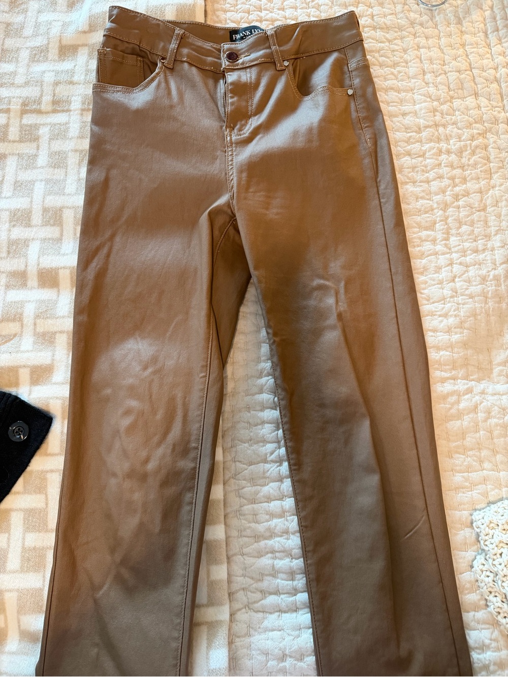 Frank Lyman Design Taupe Faux Leather Pants